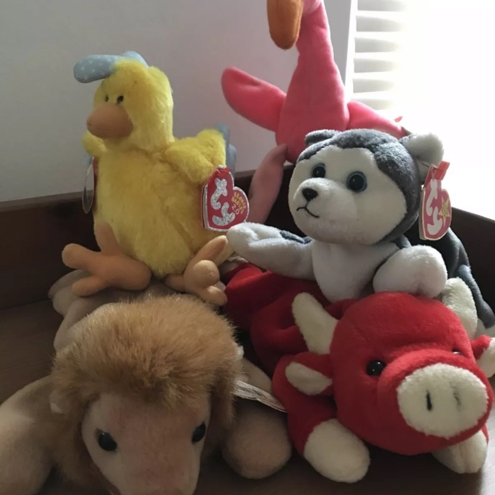 Ty Beanie Babies Lot Of 5. Roary, Henley, Pinky